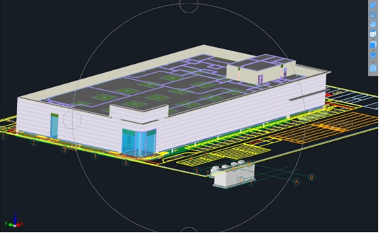 3D Cubicost TAS model of the Lulu Hypermarket project in Abu Dhabi, displaying architectural and structural elements for detailed quantity breakdown and reporting.